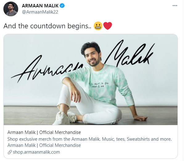 Armaan Malik Official Merchandise countdown